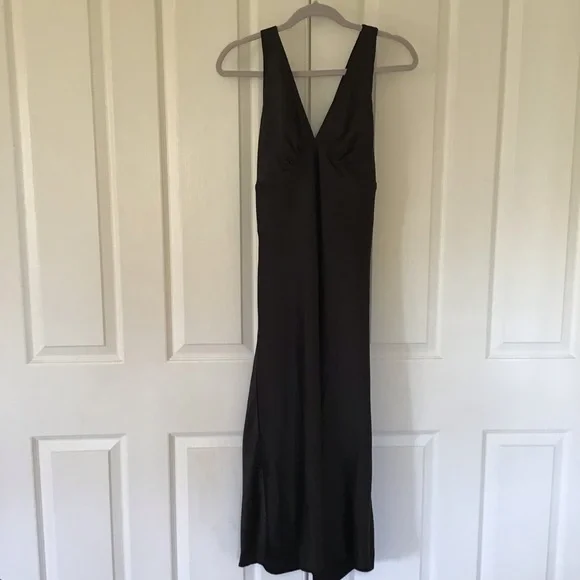 Third Form Elegant Black Satin Sleeveless bias midi Dress Australia Sz 8 - Picture 2 of 7